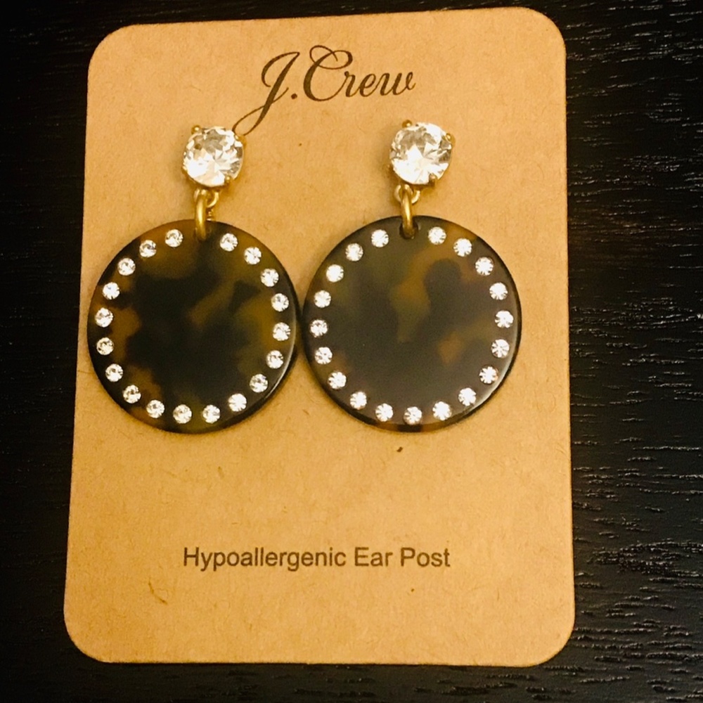 J.Crew Tortoise Earrings Lucite Disc Drop